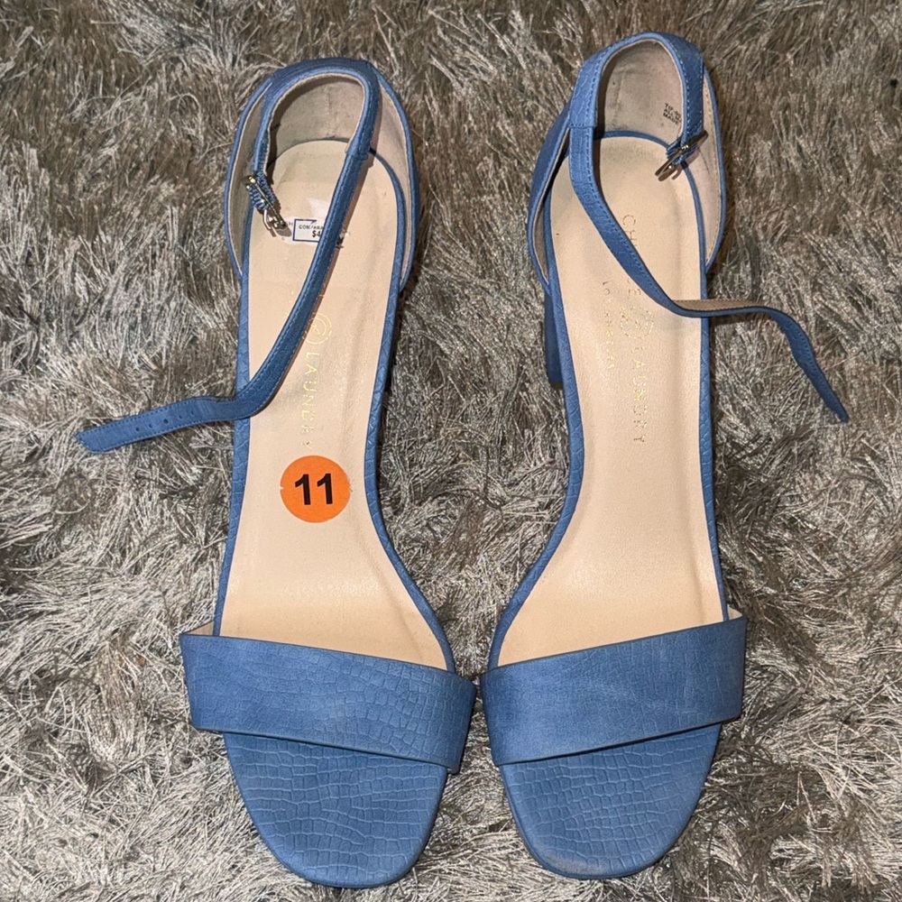 Blue croc print Women's Size: 11 square heel Sandals